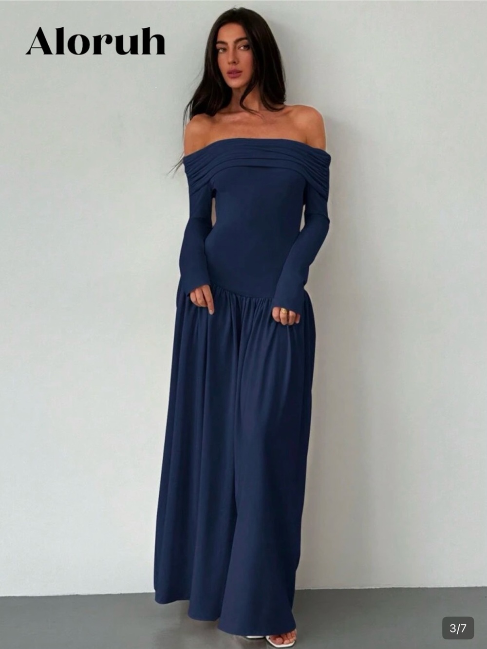 SHEIN Off-Shoulder Dark Navy Maxi Dress